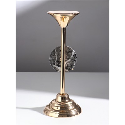 Металлический подсвечник на 1 свечу «Стрекоза», золото, d=2.2 см, 11.5×11.5×29 см