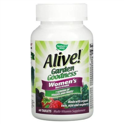 Nature's Way, Alive! Garden Goodness, мультивитамин для женщин, 60 таблеток
