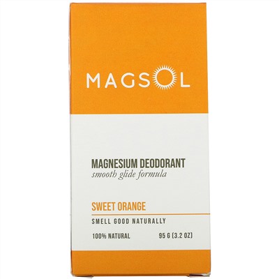 Magsol, Magnesium Deodorant, Sweet Orange,  3.2 oz (95 g)