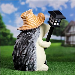 Садовая фигура - фонарь из полистоуна «Ёжик с лопатой», 43 см