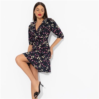 Платье из 100% вискозы, Желаю проказничать (dark, с поясом)