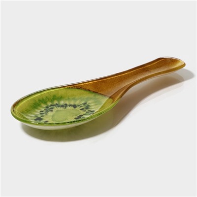 Подставка под ложку Доляна «Романтичный киви», 23.5×8.3×1.5 см, стекло