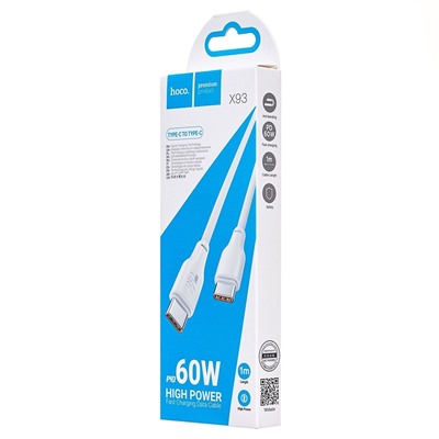 Кабель Type-C - Type-C Hoco X93 Force PD 60W 100см 3A  (white)