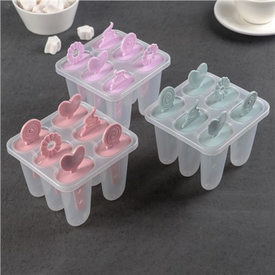 Форма для мороженого «Фигурки», 12.5×11×9 см, 6 ячеек, цвет прозрачный