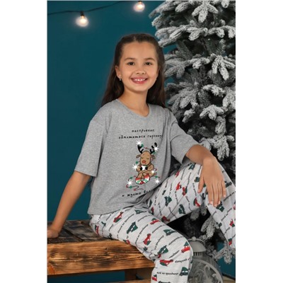 Костюм для девочки Каникулы-1.2 (Серый меланж)