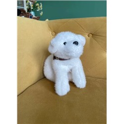 Мягкая игрушка собака в ошейнике 40 см, белая