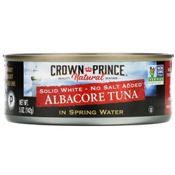 Crown Prince Natural, Длинноперый тунец, Плотное белое мясо - Без добавления соли, В пресной воде, 5 унций (142 г)