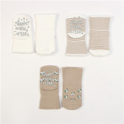 Набор махровых новогодних носков 3 пары Крошка Я Flowers 10-12 см