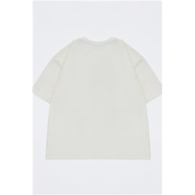 Футболка для девочки оверсайз ФБН0001 (Молочный)