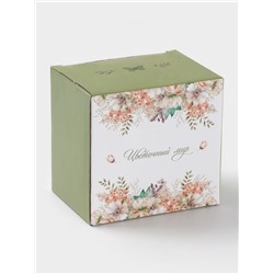 Кружка Доляна «Цветы», 330 мл, фарфор, белая