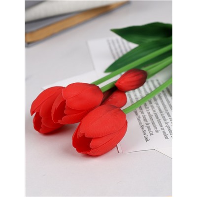 Цветок искусственный Тюльпан 5 штук набор 46 см / GR-008 /уп 30/360/силикон ВЫСОКОГО качества (Красный)