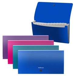 Папка 12 отд. на кнопке 260х138х25 мм 50420 Diagonal Vivid Check size ассорти 700мкм ErichKrause