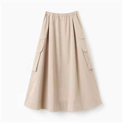 Юбка миди с накладным карманом женская MINAKU: Safari, бежевая, размер 42