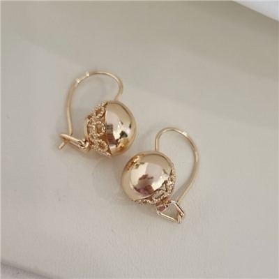 Серьги шарики ювелирная бижутерия коллекция "Дубай" покрытие позолота, арт.215.503