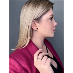 Кольцо женское из серебра с чёрными фианитами родированное 925 пробы 1-350р216