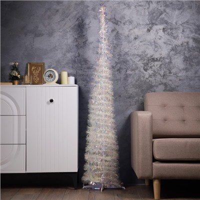 Светодиодная фигура из мишуры «Волшебная елка» 120×40 см, 200 LED, батарейки ААх3, свечение тёплое белое