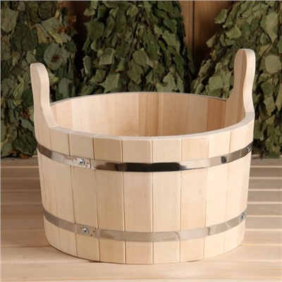 Шайка для бани и сауны, 15 л, липа, нержавеющий обруч, «Добропаровъ»