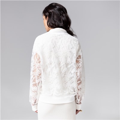 Бомбер кружевной с вышивкой, Секрет смелости (белоснежный)