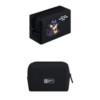 Кошелек для банкнот и монет 100х70х50 мм "КОТ С КОФЕ" полиуретан,молния 72828 Феникс