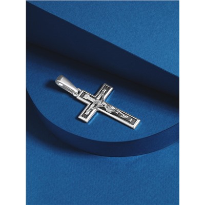 Крест католический из чернёного серебра - 5 см 925 пробы 3-290чч