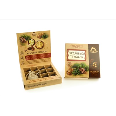 Кедровый трюфель в натуральном шоколаде Классический с чаем / коробка / 80 гр / ТМ Территория Тайги