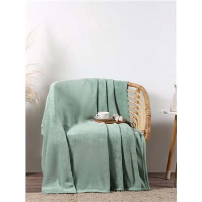 Плед «Этель», 200×220 см,100% п/э, корал-флис, мятный