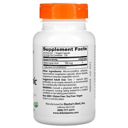 Doctor's Best, альфа-липоевая кислота, 150 мг, 120 растительных капсул
