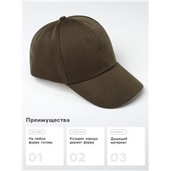 Бейсболка мужская однотонная MINAKU, размер 58, зелёная