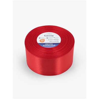 Лента атласная, 50 мм × 33 ± 2 м, цвет красный №026