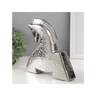 Фигурка керамика «Поклон коня», серебро, 5×20.5×20.5 см