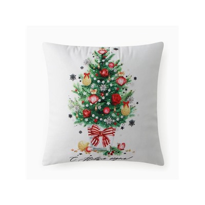 Подушка новогодняя Этель «Новогодняя ель», 40×40 см, 100% п/э, велюр