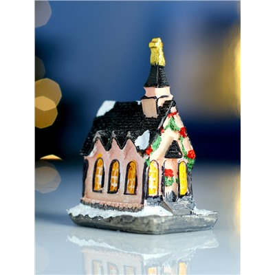 Светодиодная фигура «Дом с башней» 4.5×9×6 см, керамика, от батареек AG13×3, свечение тёплое белое