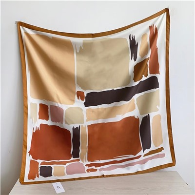 Платок шелковый на голову и шею весенний, мультицвет