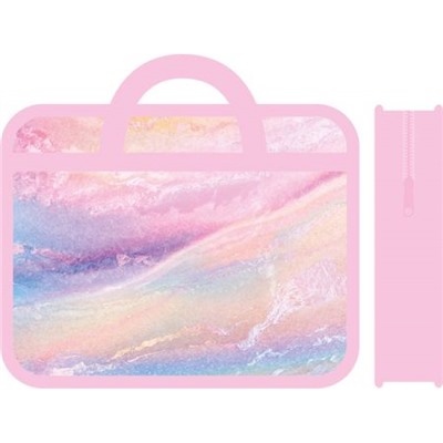 Папка пластиковая А4 на молнии с ручками 33х26х7,5 см ПМ-А4-25 "МРАМОР" Пчелка