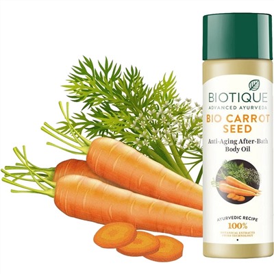 Biotique Carrot Seed Anti-Ageing After-Bath Body Oil / Биотик Морковное Омолаживающее Масло После Душа 120 мл