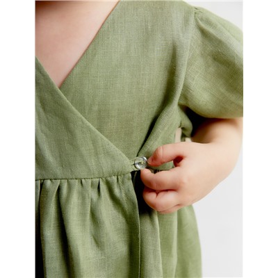 Платье для девочки «Крошка Я» Linen, рост 68-74 см, зелёное