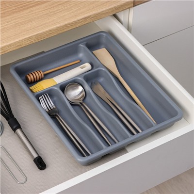 Лоток для столовых приборов BARONESS, 36×29×5 см, 5 отделений, серый