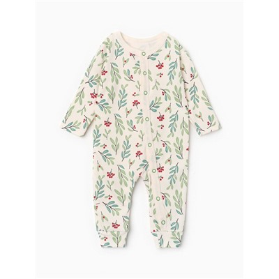 Комбинезон детский «Крошка Я» Christmas, рост 62-68 см, молочный