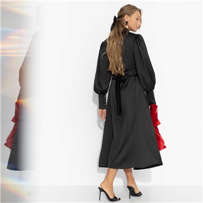 Платье приталенное из атласа, Притяжение элегантности (чёрная магия)