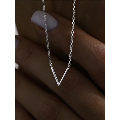 Колье женское V-образное из родированного серебра - Галочка 16-1430р