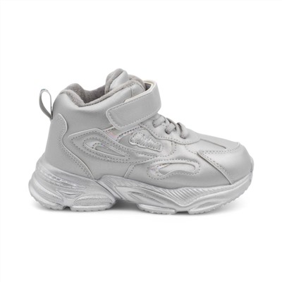 Высокие подростковые кроссовки А8666-28 серебро