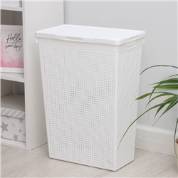 УЦЕНКА Корзина для белья с крышкой 50л 45х26х61,5см "Лофт" прямоуг, цвет белый