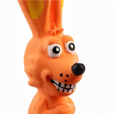 Игрушка пищащая для собак «Зайчик», 17 см, латекс, оранжевая