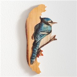 Панно настенное дерево «Синяя птица», декор, 12×0.7×19 см