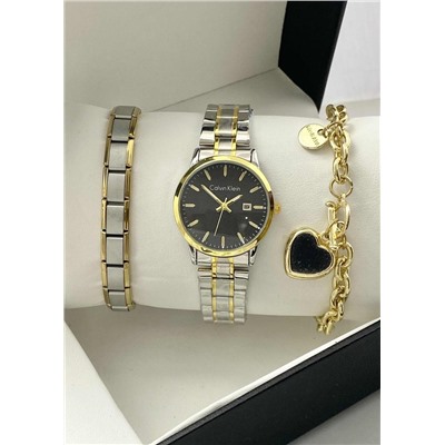 Подарочный набор для женщин часы, 2 браслета + коробка #22853081