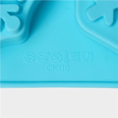 Форма для выпечки Доляна «Новый год. Снежинка», силикон, 26.5×18.5 см, 6 ячеек, голубая