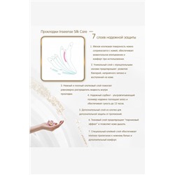 Прокладки женские гигиенические ночные плюс Inseense Silk Care 7 капель 350 мм (8 шт)