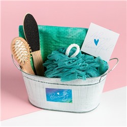 Набор подарочный «Этель» Beauty, 5 предметов, полотенце, мочалка, открытка