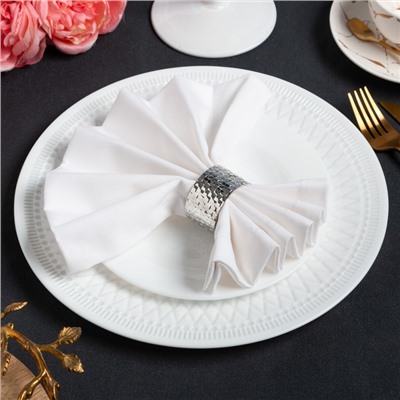 Набор салфеток с декоративными кольцами White pleasure, 40×40 см - 4 шт., 100% хлопок, саржа 190 г/м²