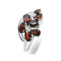 Кольцо из серебра гранат, Смайл